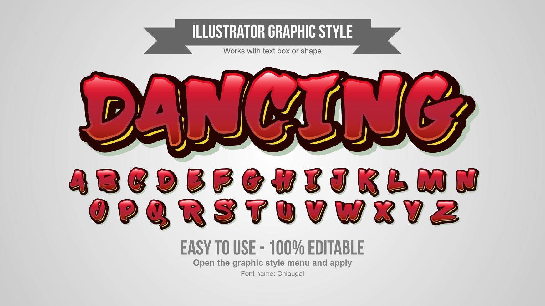 Red and Yellow Bold Bright Graffiti Text Effect vector