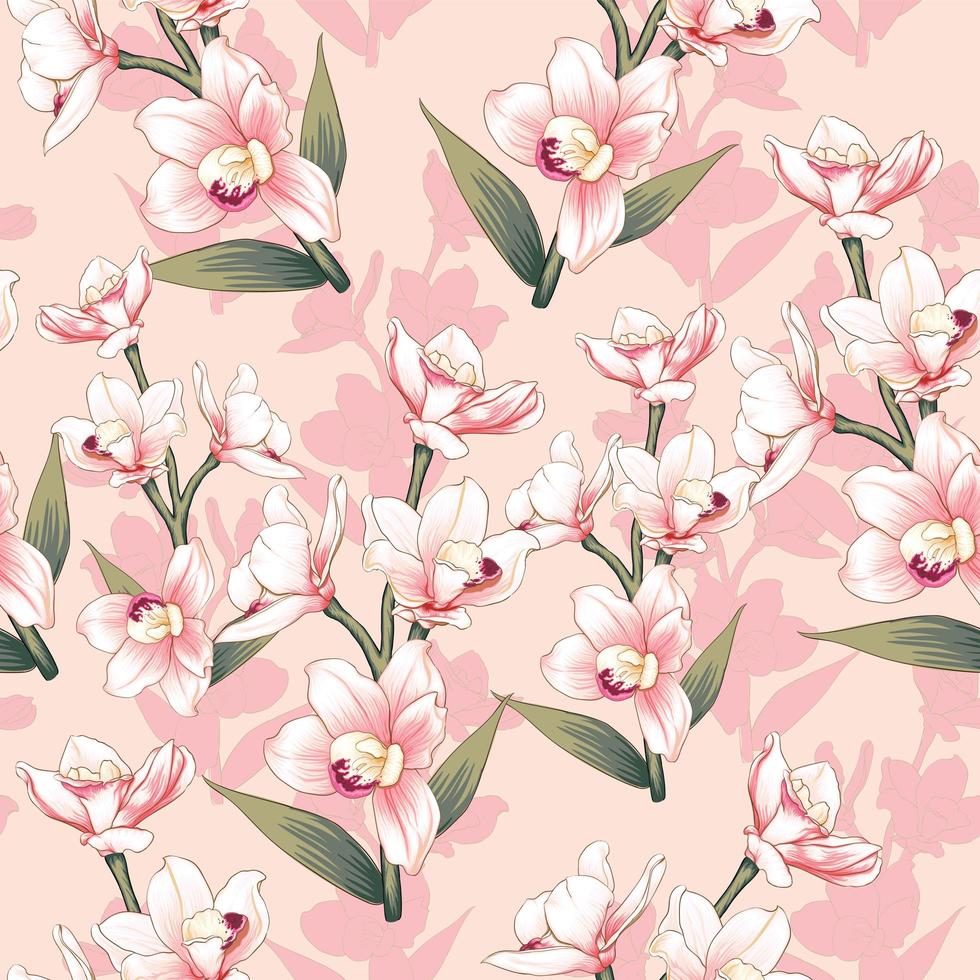 Pink Orchid flowers vector