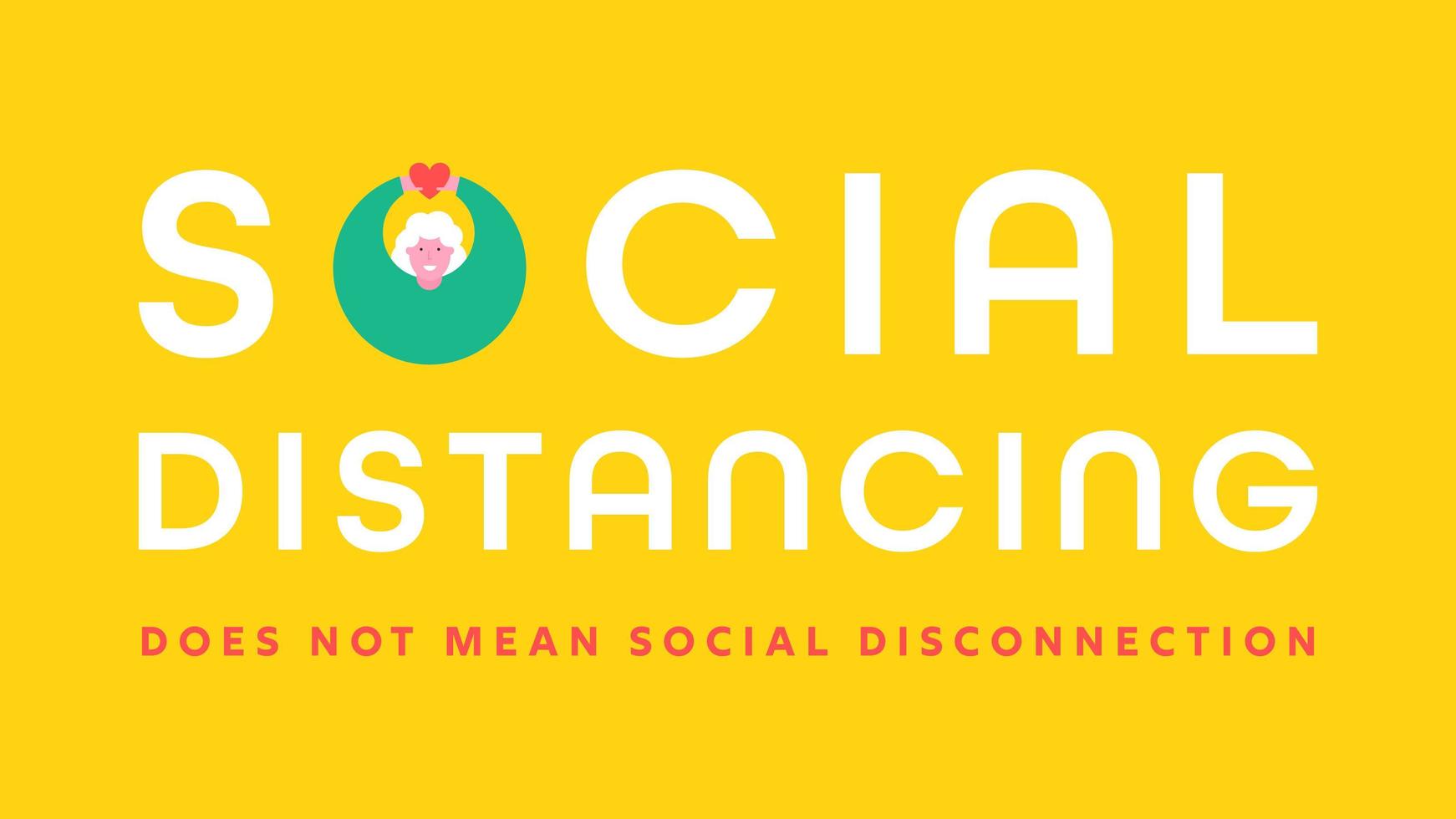 banner de tipografía de palabra de distanciamiento social vector