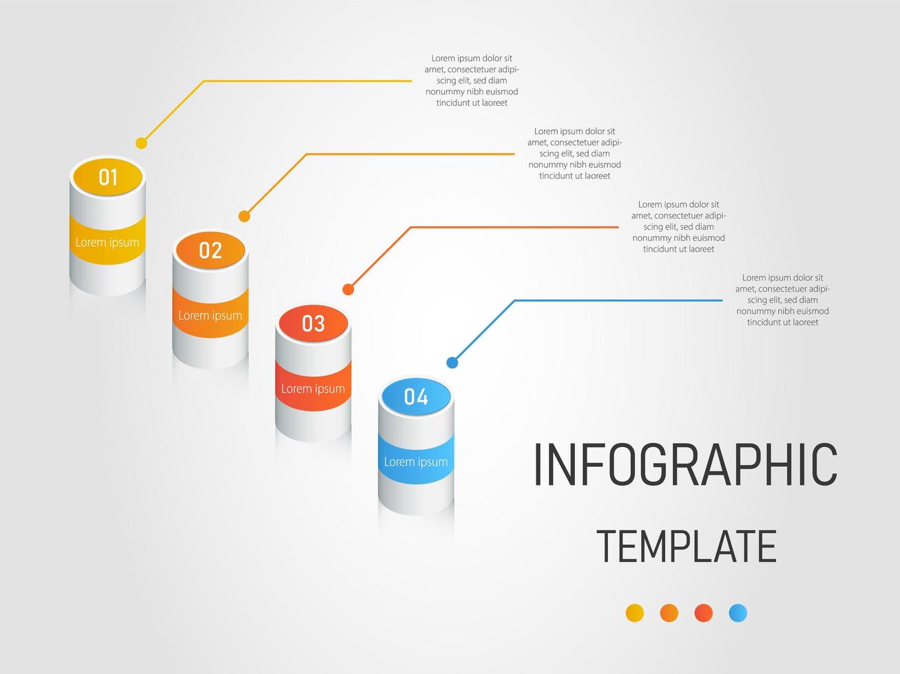 3d infographic template with 4 cylinder steps vector