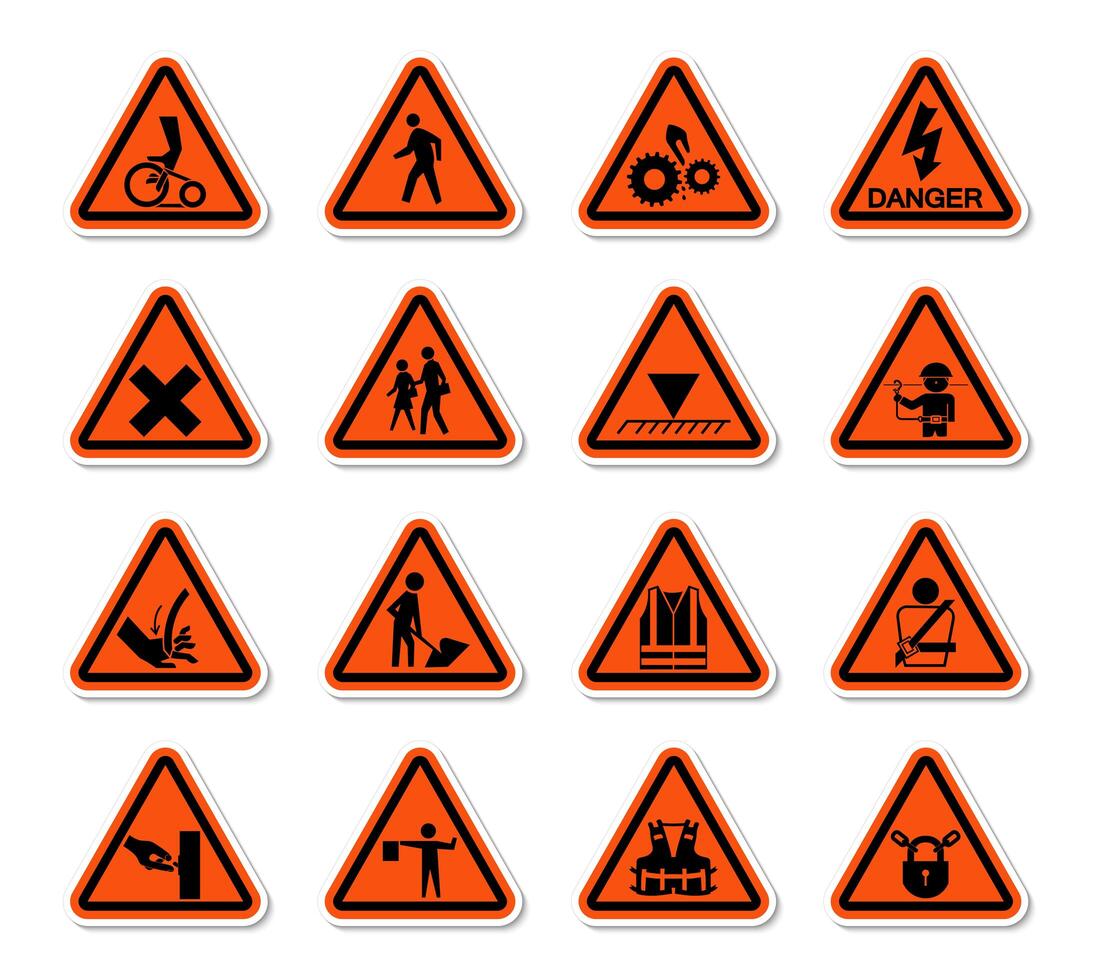 Triangular Warning Hazard Signs vector