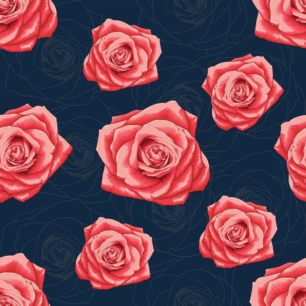 Seamless pattern beautiful red Rose vector
