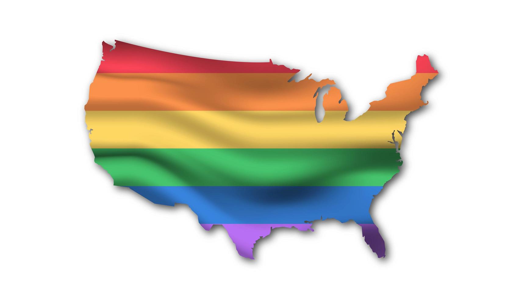 LGBT Flag Map of United States of America vector