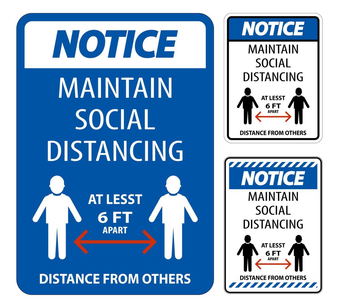 Maintain Social Distancing Blue Sign  vector