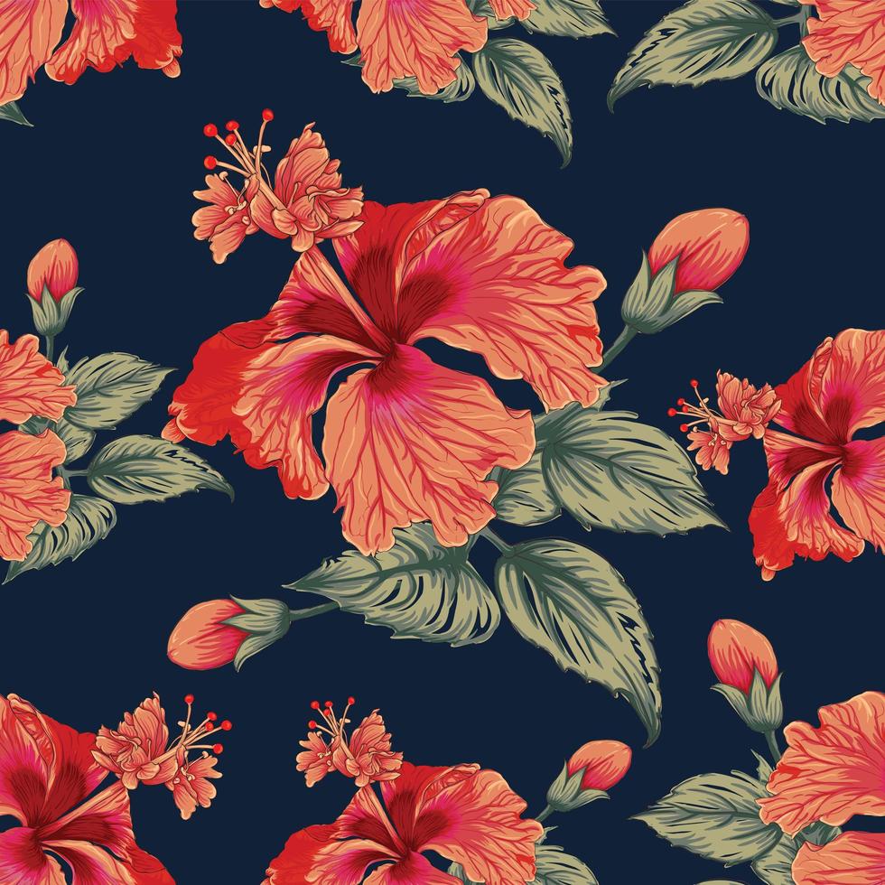 Hibiscus flowers pattern vector