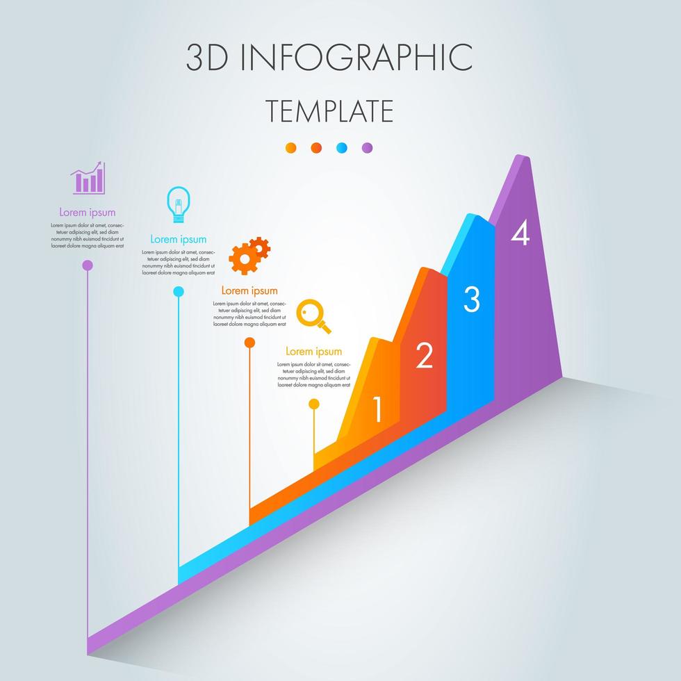 Colorful 3d isometric chart infographic vector