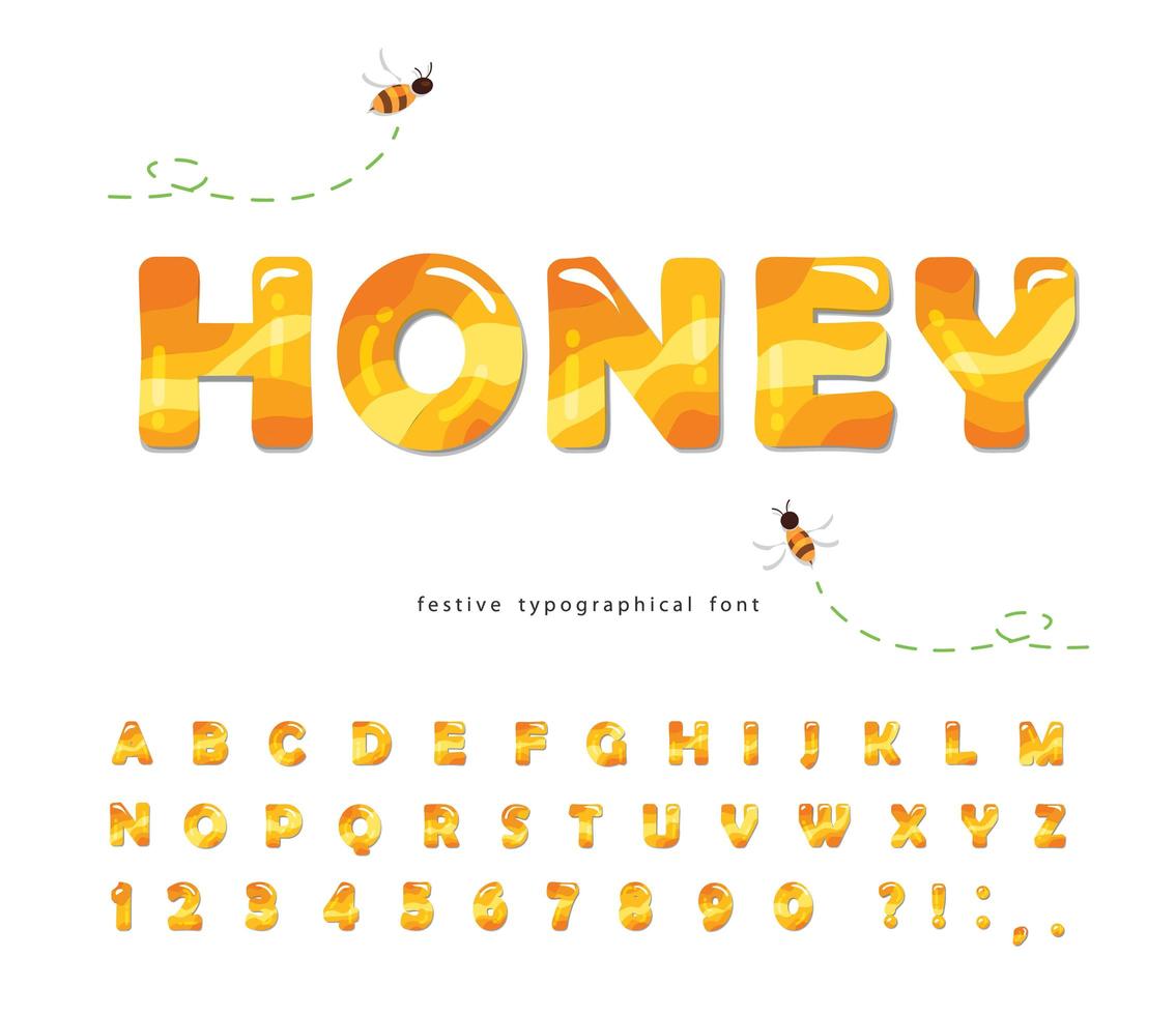 Honey glossy font vector