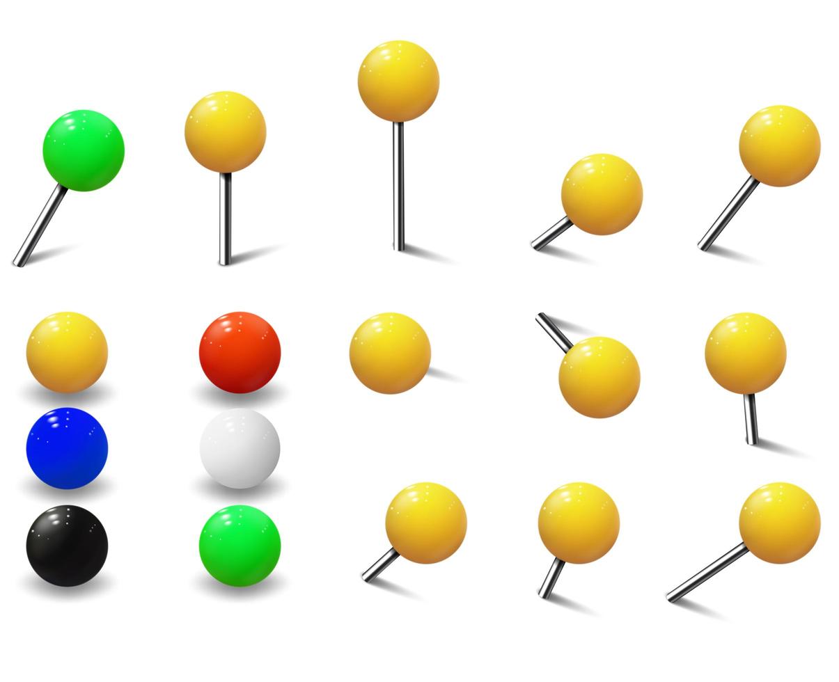 Map Tacks or Round Push Pins Set vector