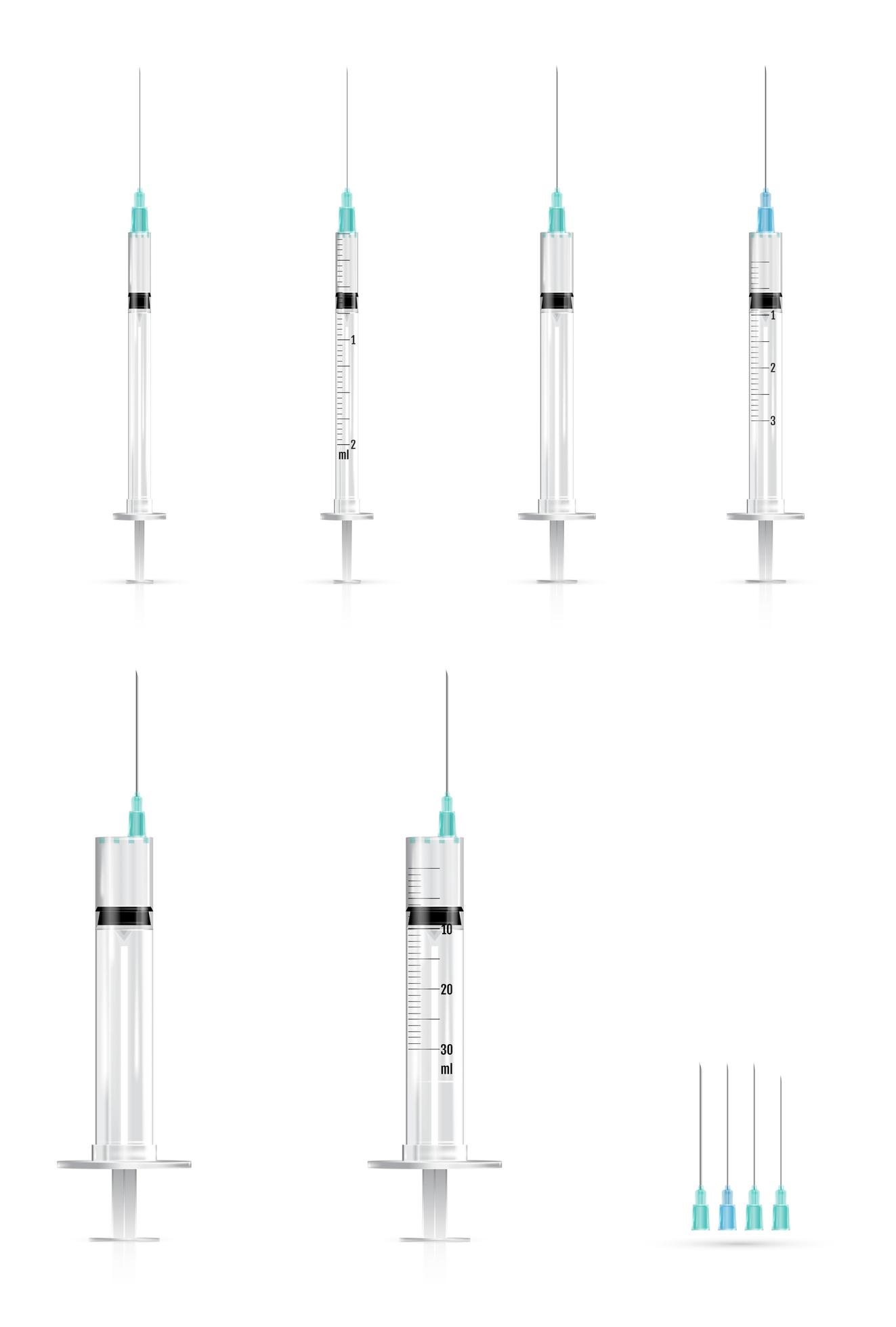 Realistic medical syringes and needles 1186801 Vector Art at Vecteezy