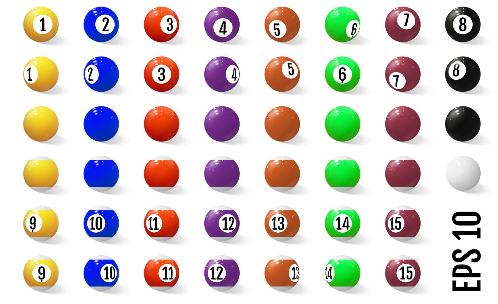 Billiard, pool or snooker balls with numbers set vector