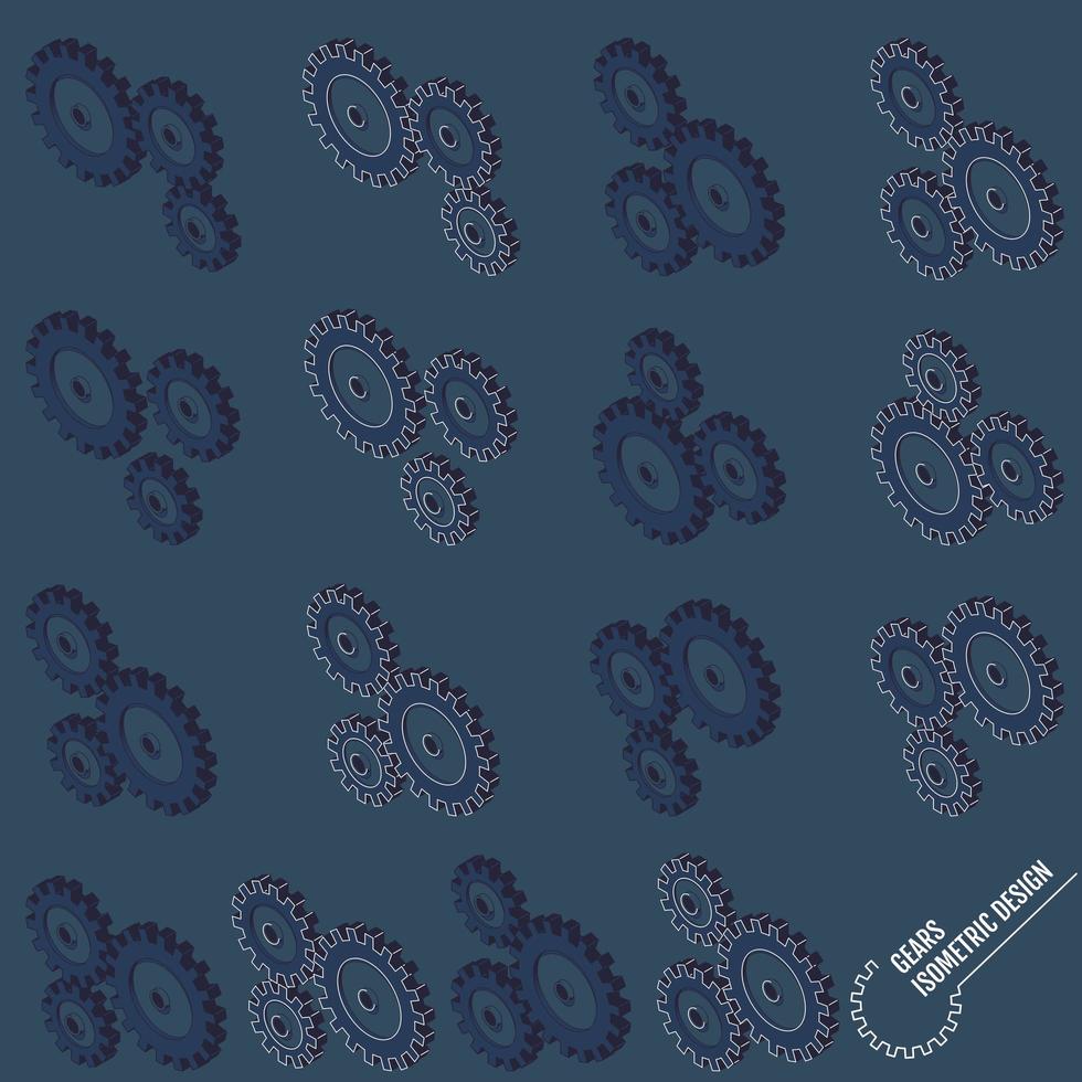 Isometric gears collection vector