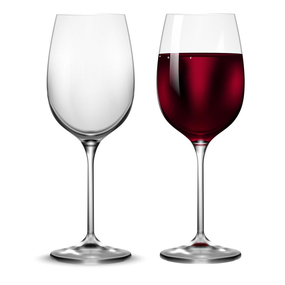 Empty and full wine glass set vector