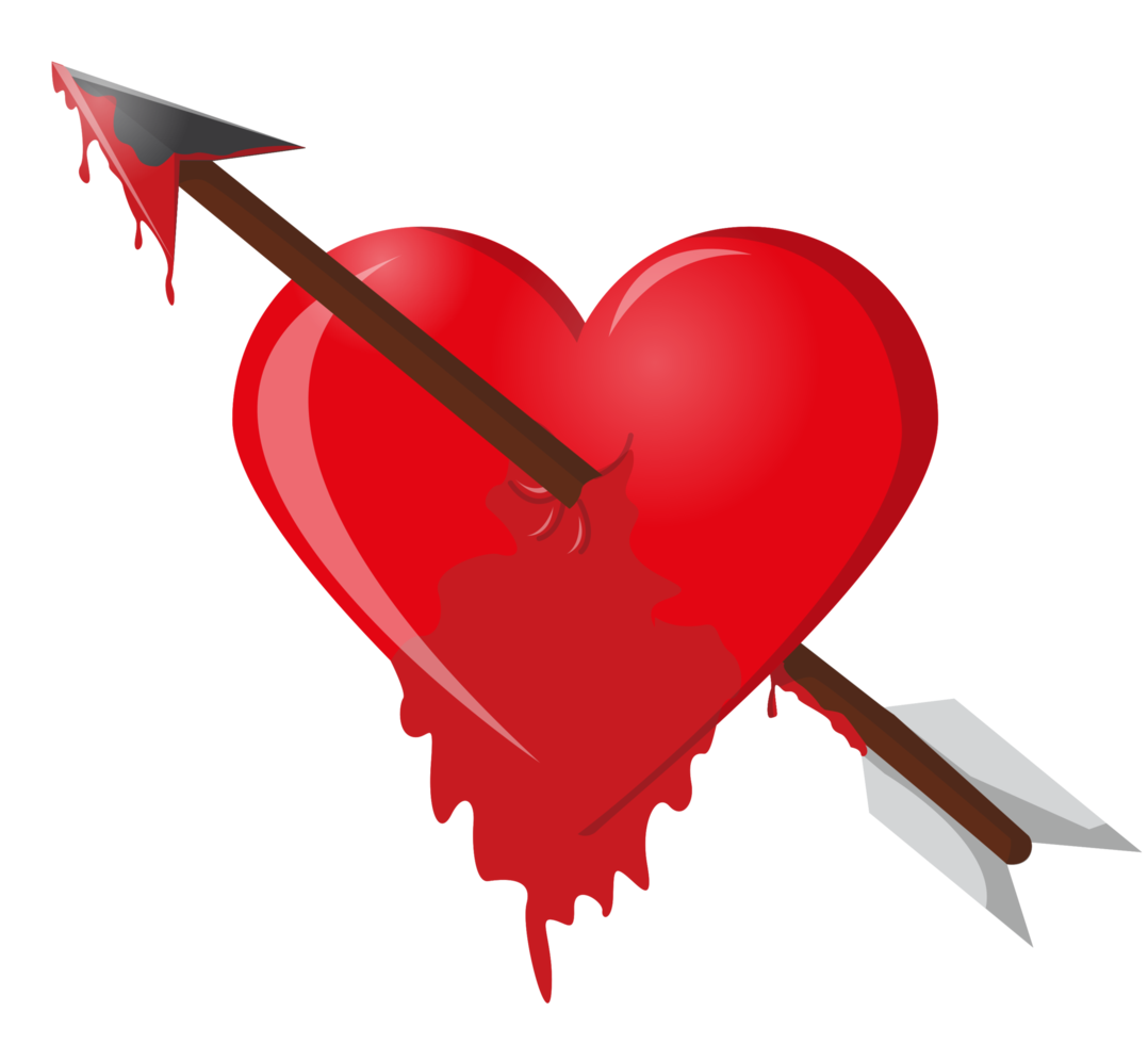 flecha del corazón goteando sangre png