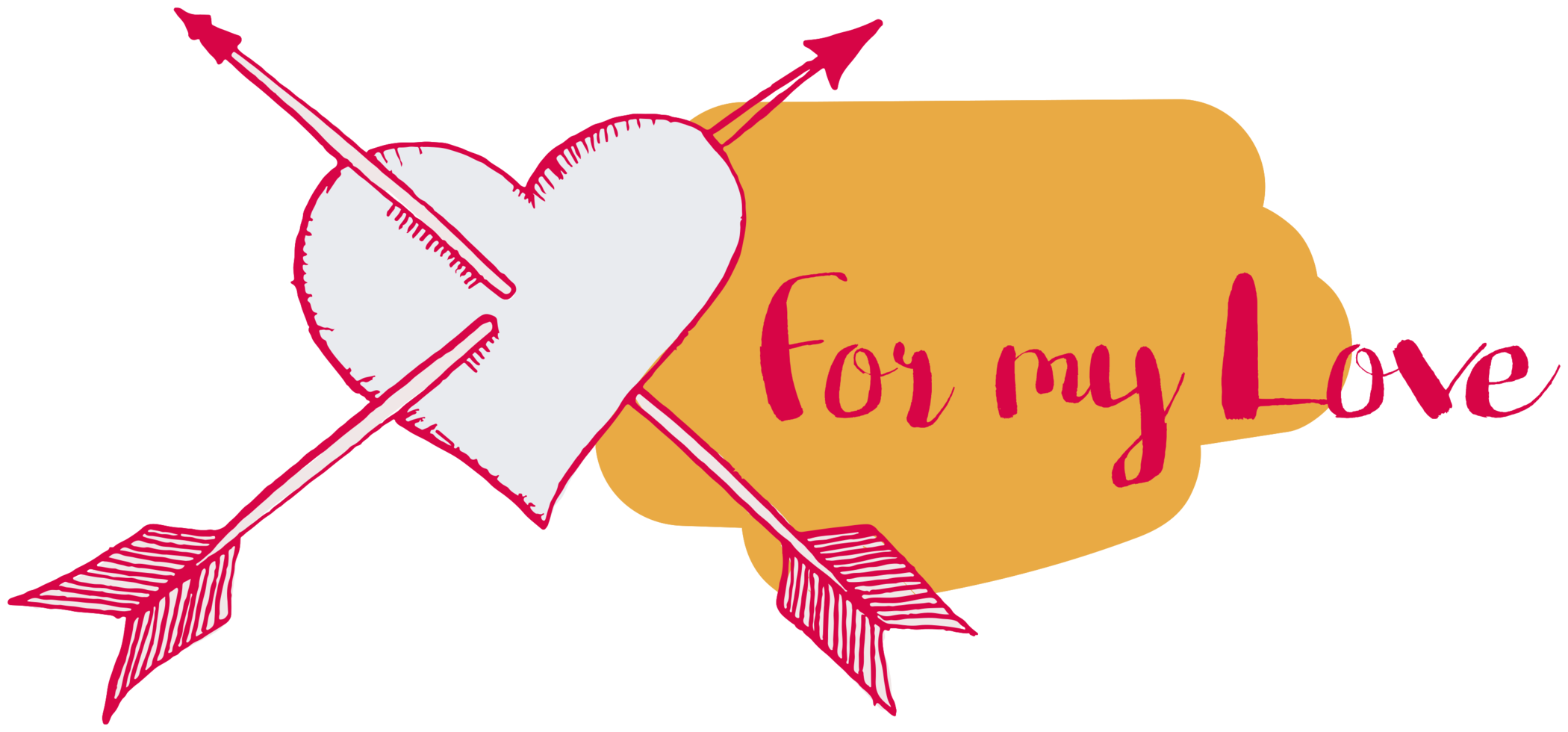 Heart with arrow hand drawn png