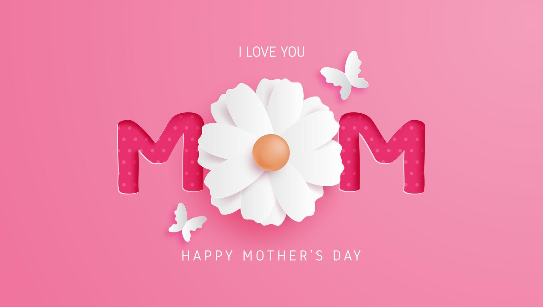 Pink mom typography with flower as letter O vector