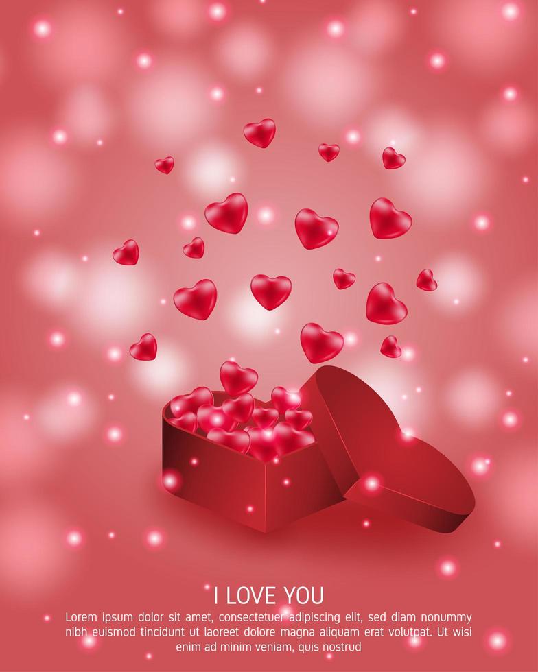 Valentine's poster with hearts rising from heart box vector