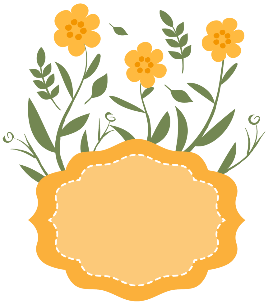 marco floral amarillo png