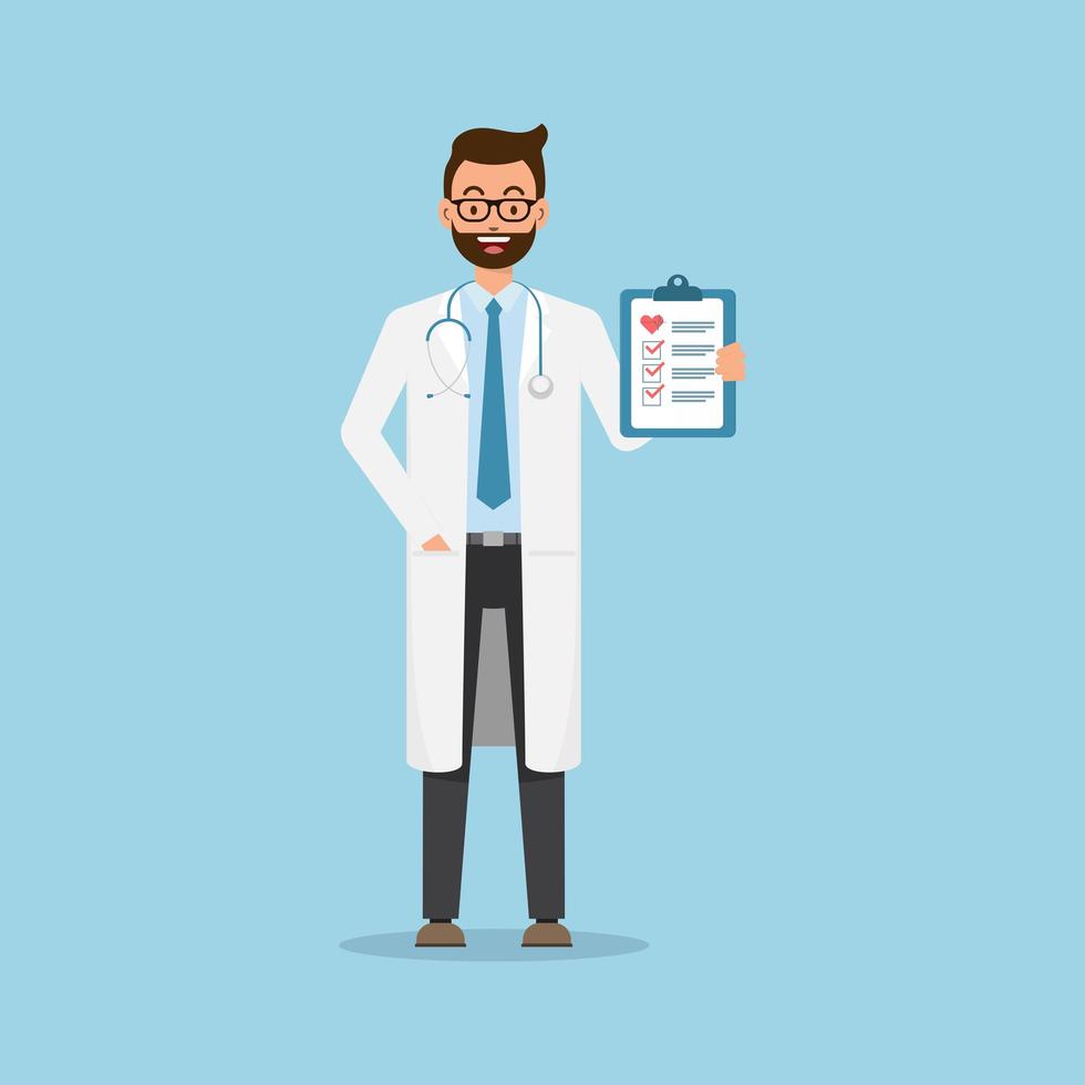 Doctor Holding Clipboard with Patient Info vector