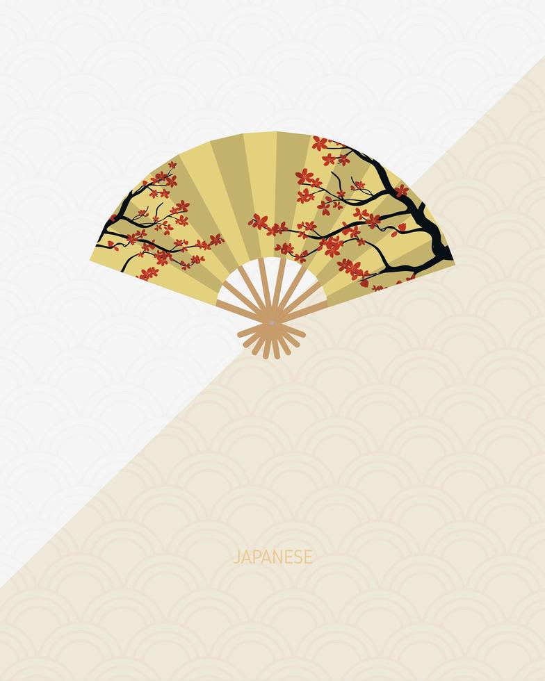 Traditional Japanese Fan with Cherry Blossom vector