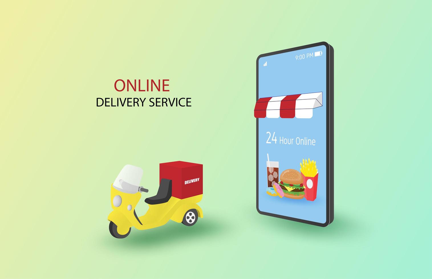 Online Delivery Service Concept 24 Hours vector