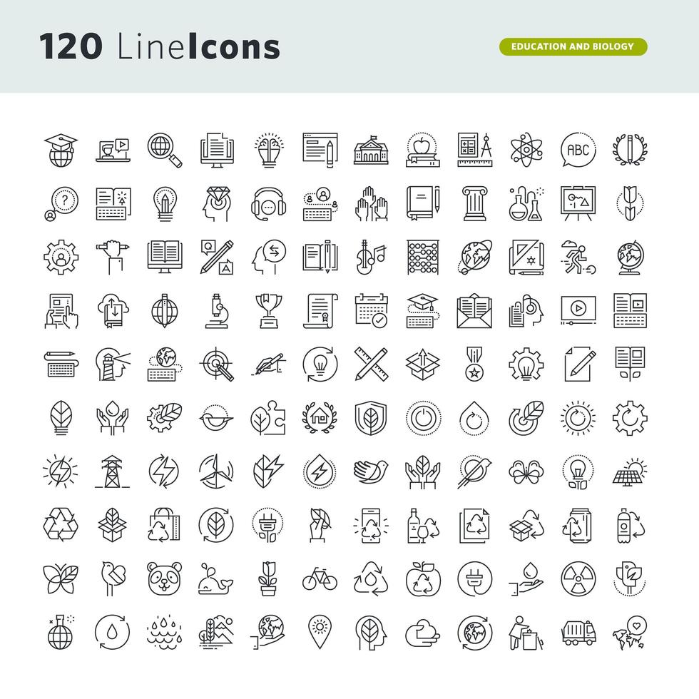 Set of Icons for Education and Environment vector