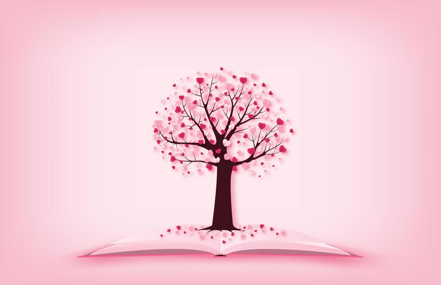 árbol con hojas en forma de corazón vector