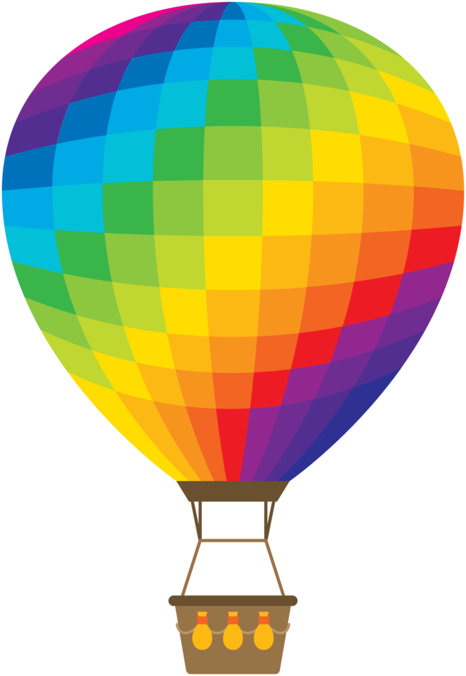 Rainbow hot air balloon png