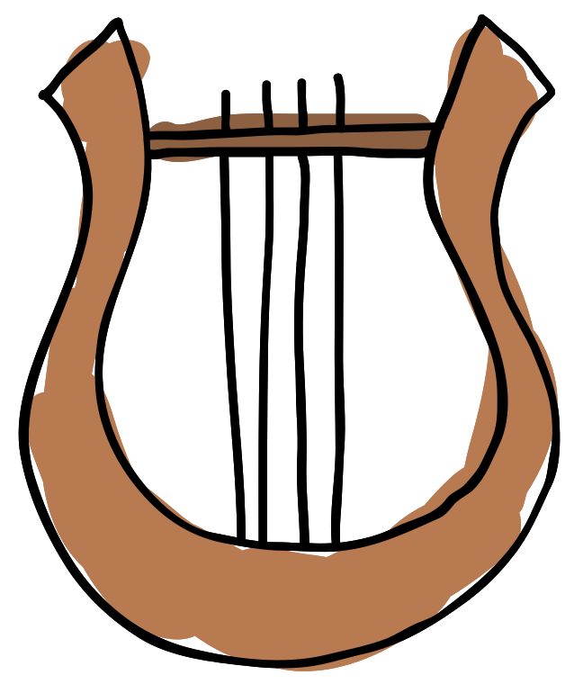 Hand drawn music instrument harp png