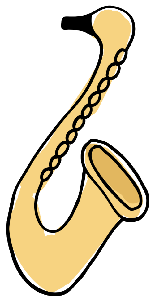 Hand drawn music instrument saxophone png