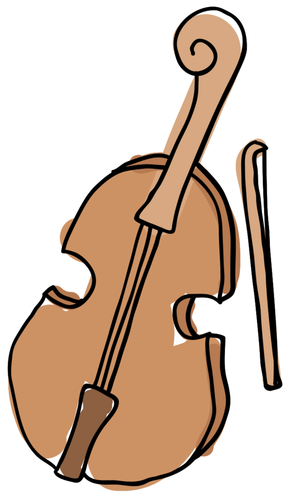 Hand drawn music instrument violin png