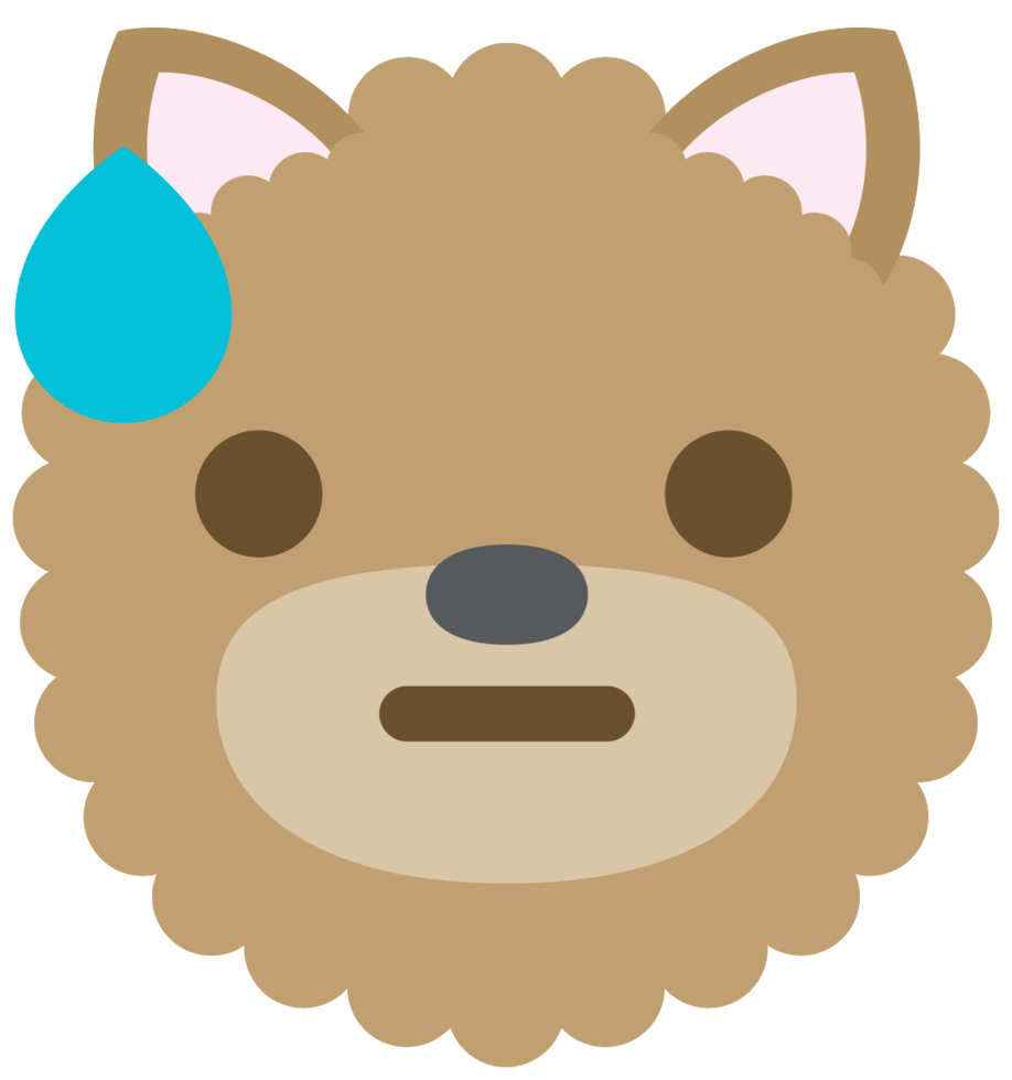 emoji cara de perro sudor png