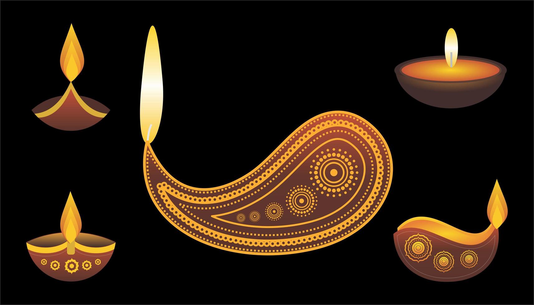 Diwali Decorative Diya Set vector