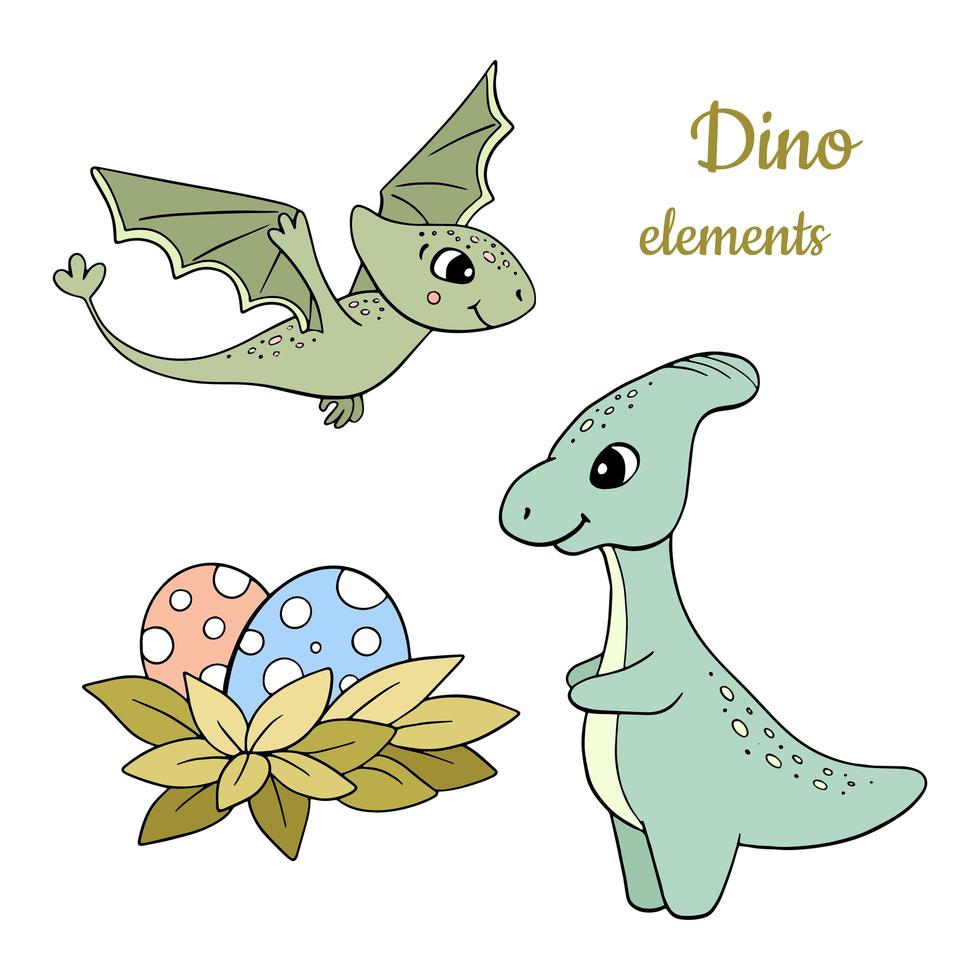 conjunto de dinosaurios dibujados a mano vector