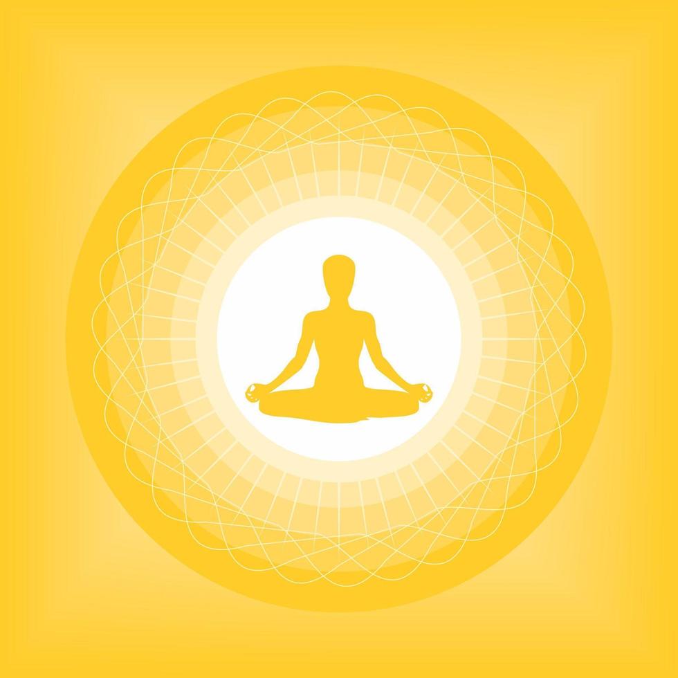 Poster with Yoga Pose Silhouette in Mandala Design vector