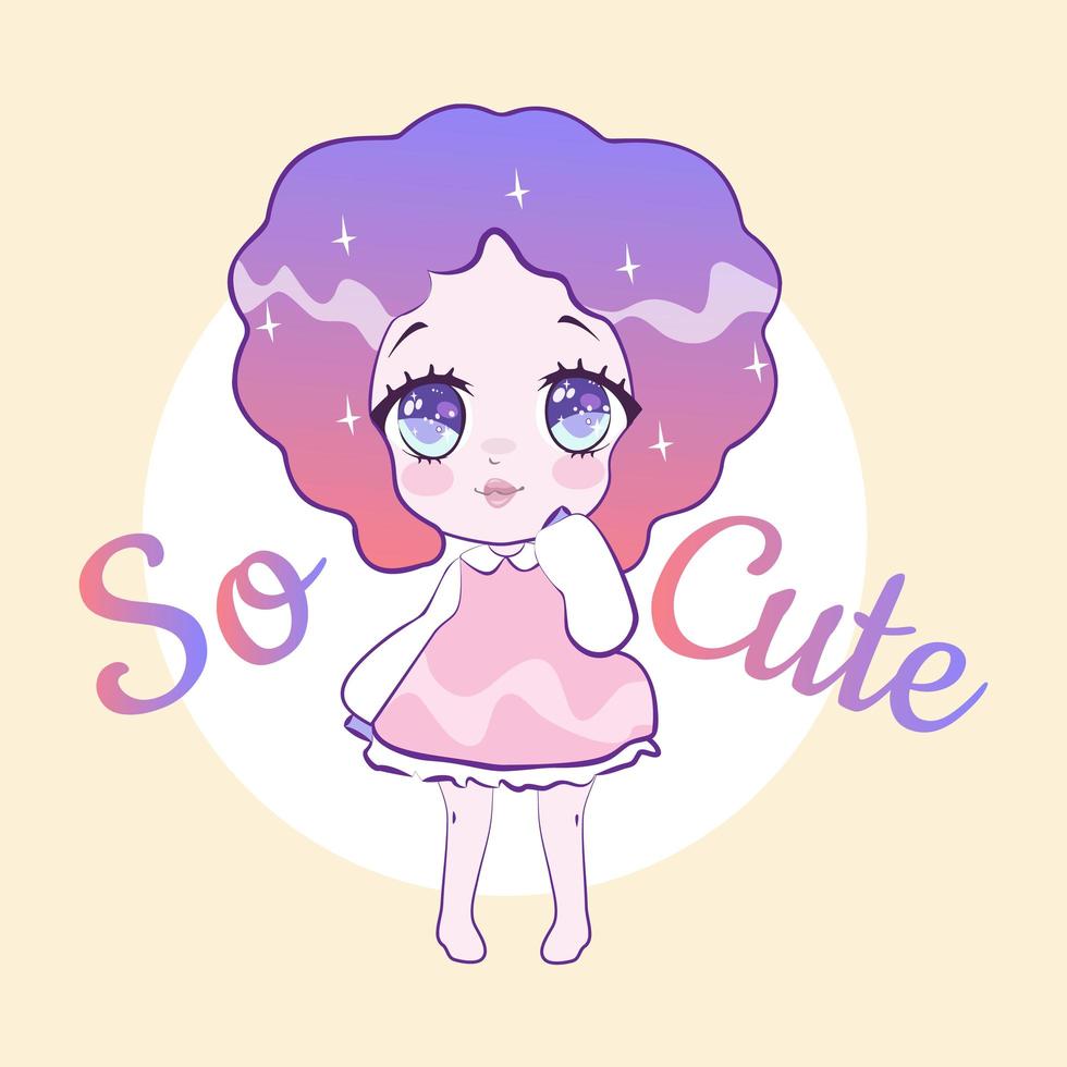 Hand drawn style Kawaii doll vector