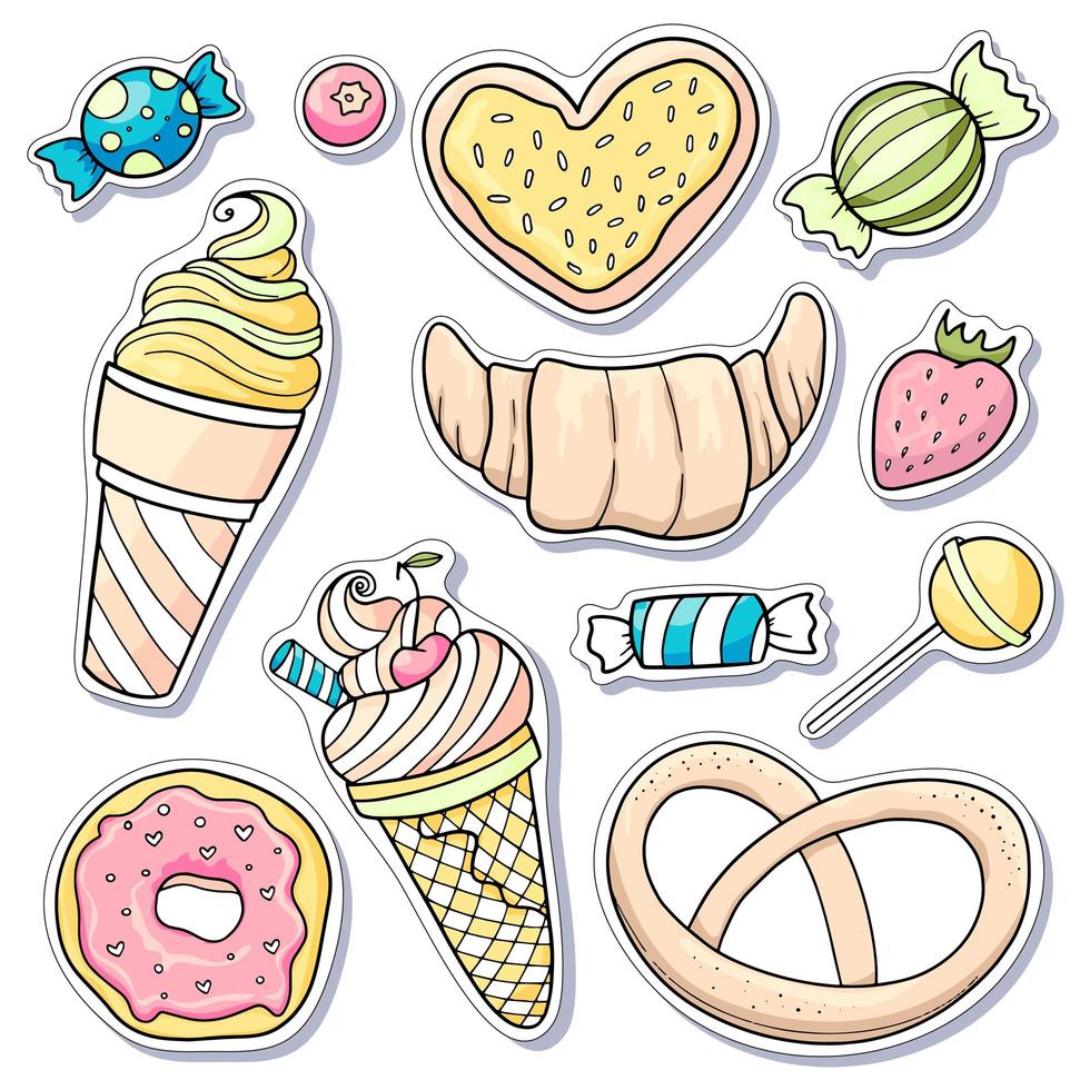 Sweets stickers set vector