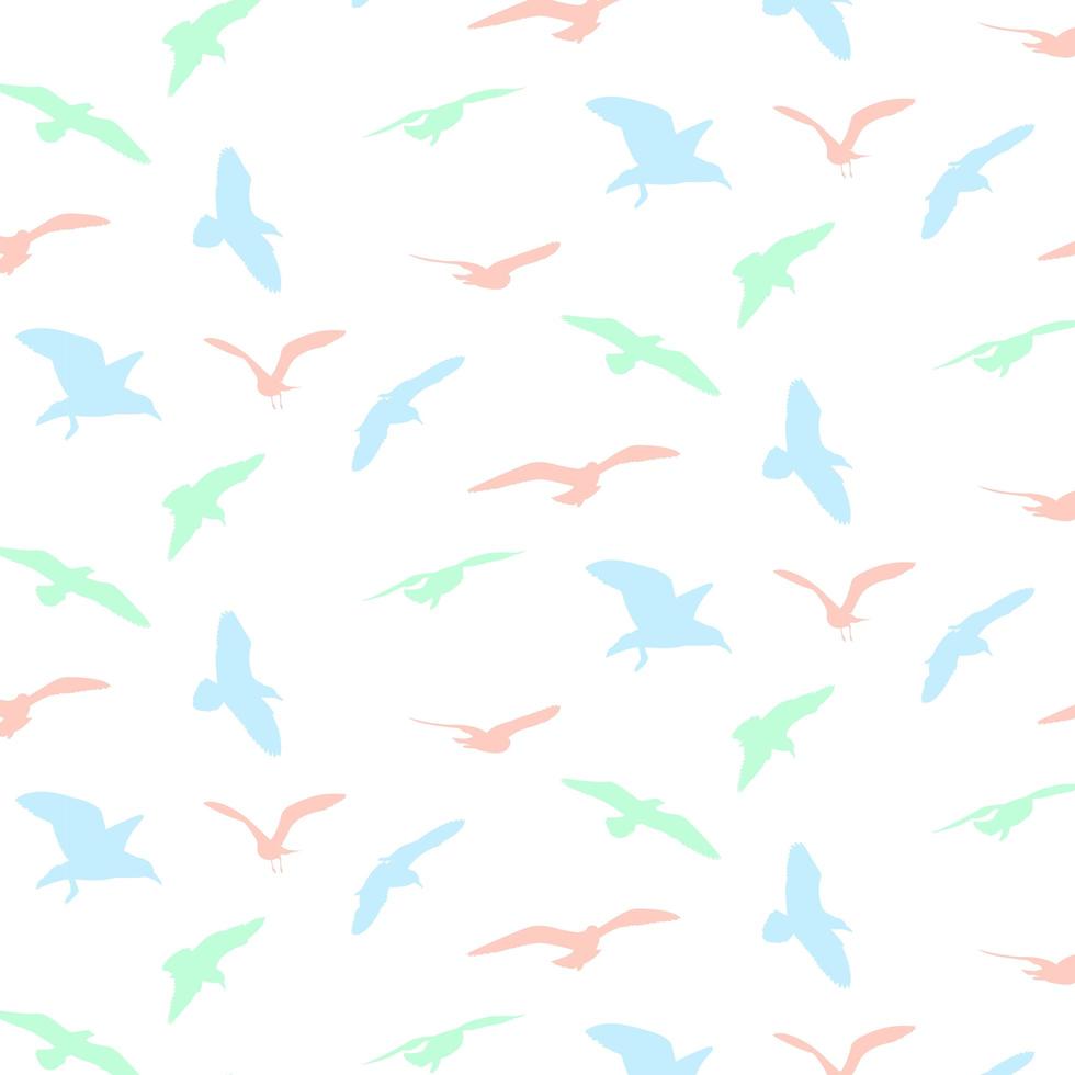 Colorful seagull silhouette pattern vector