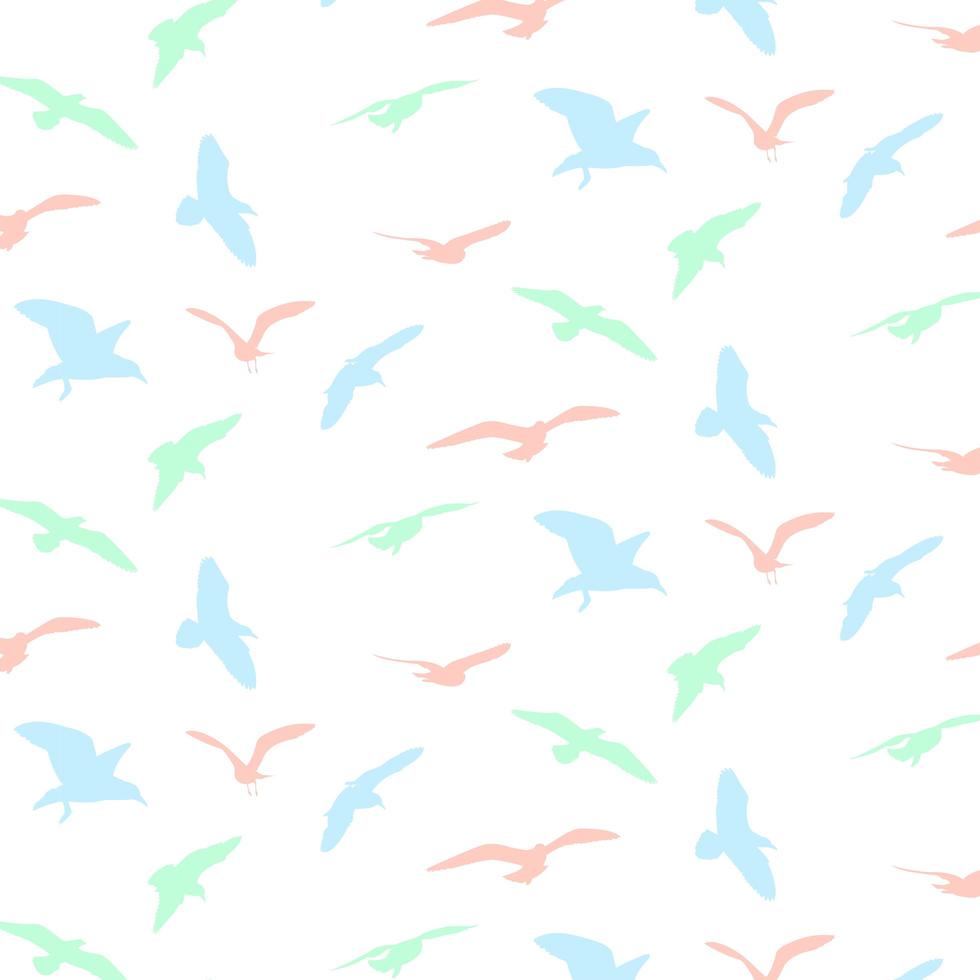 Colorful seagull silhouette pattern vector