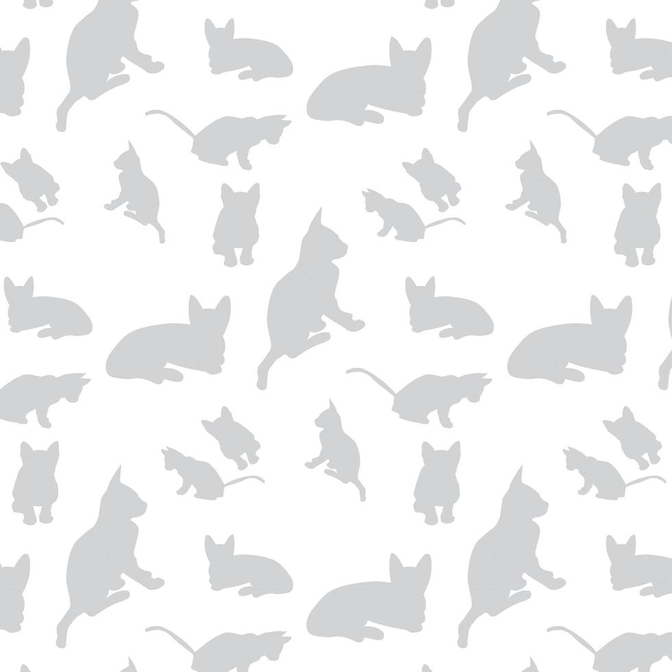 Gray cat silhouette pattern vector