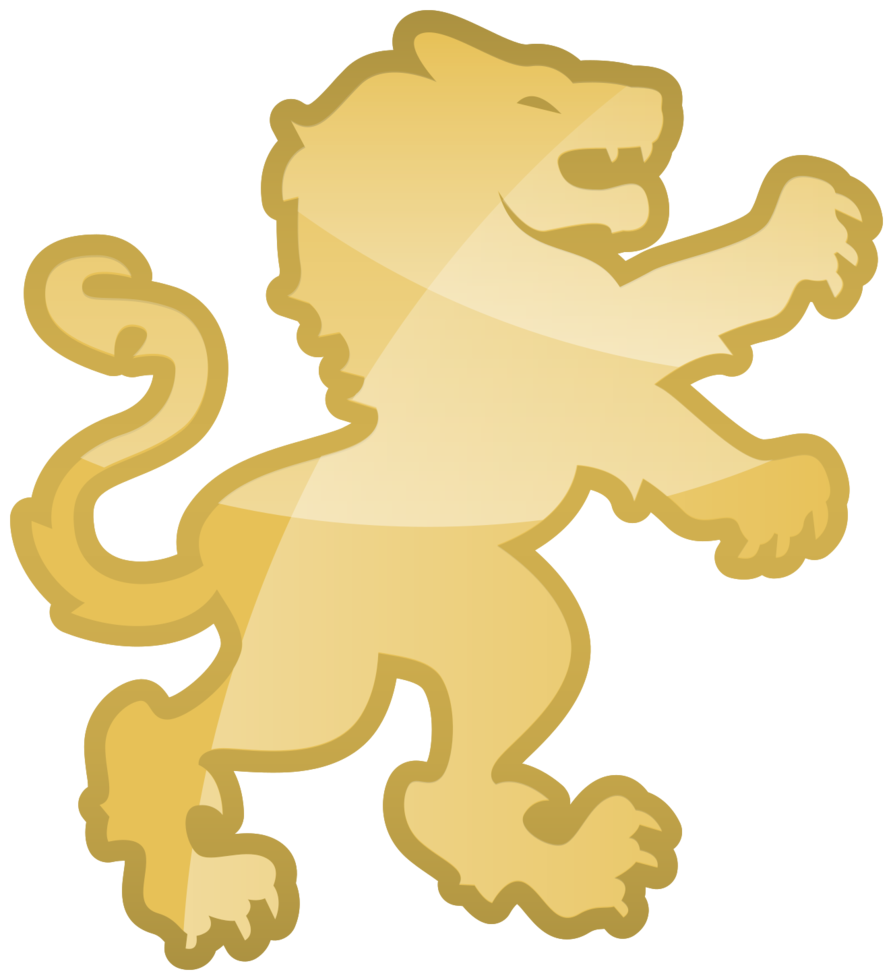 lejon rampant crest guld png