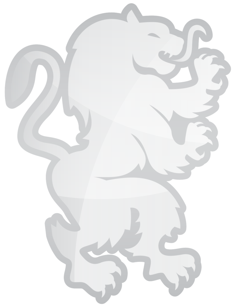 Lion rampant crest silver png