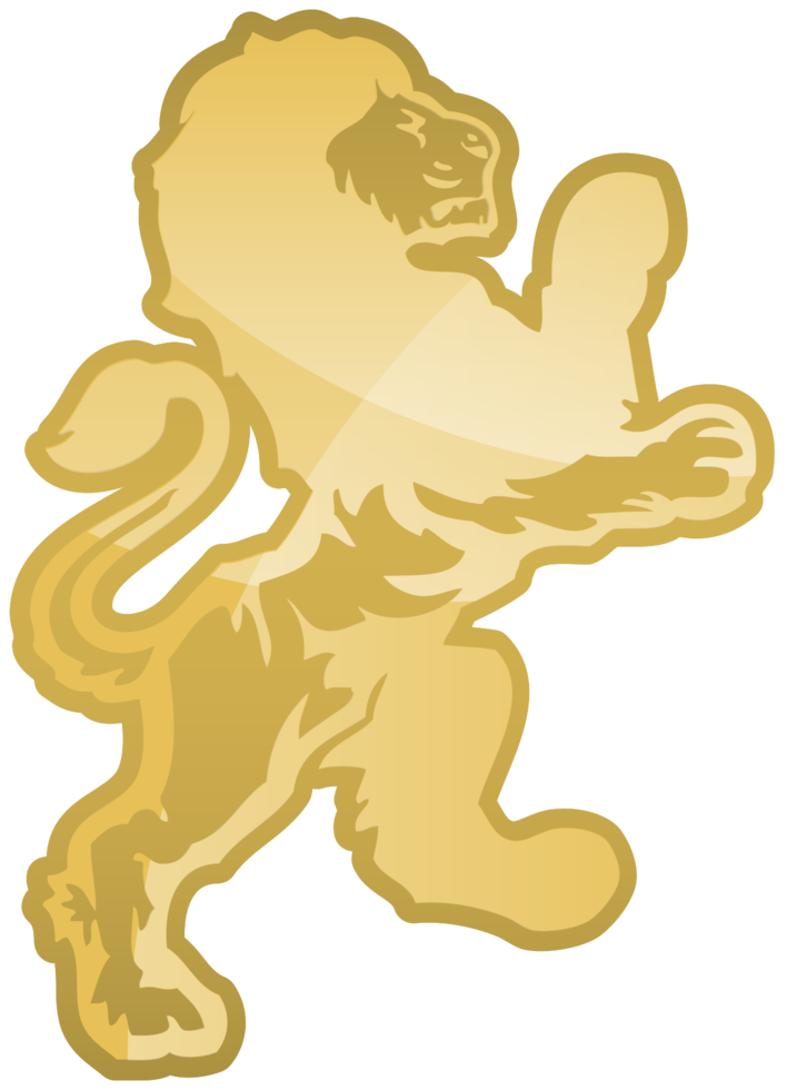 Lion rampant crest gold png