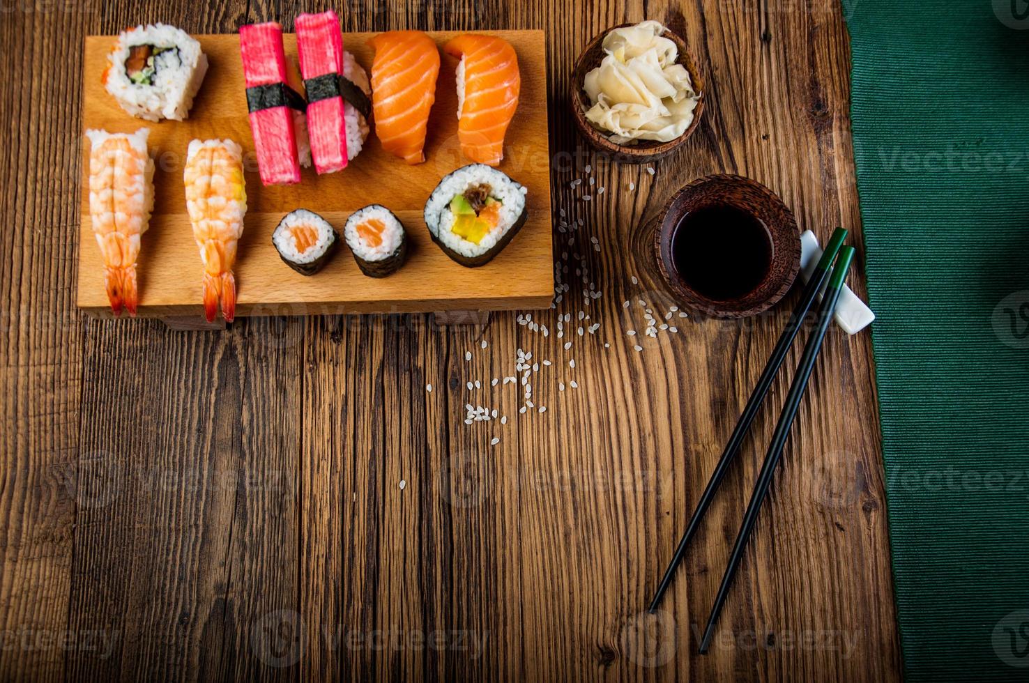 Colorful oriental sushi photo
