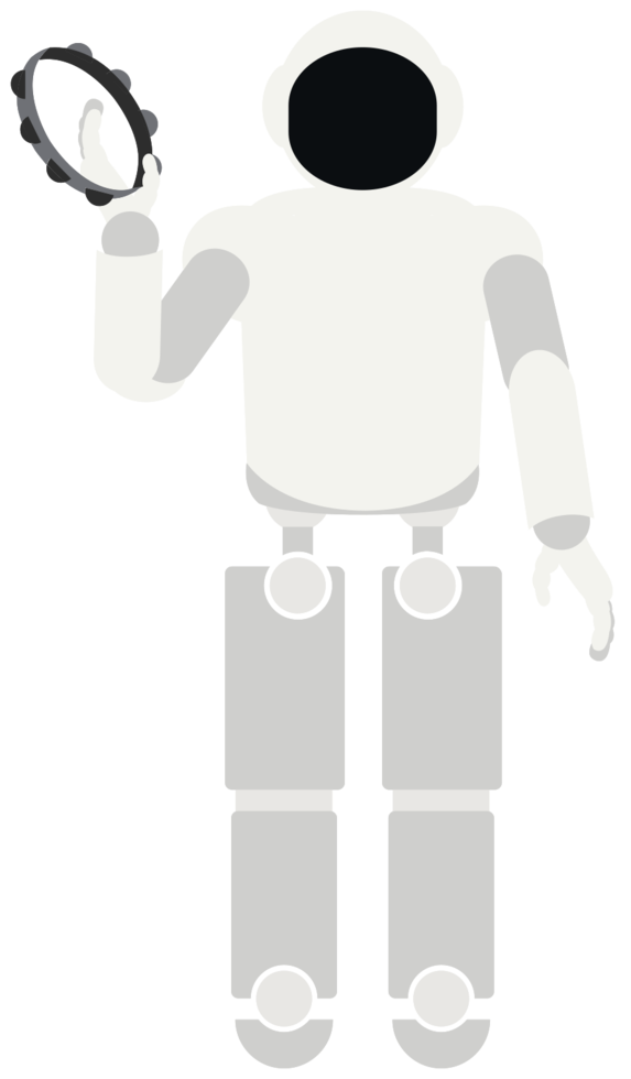 Robot playing music tambourine png