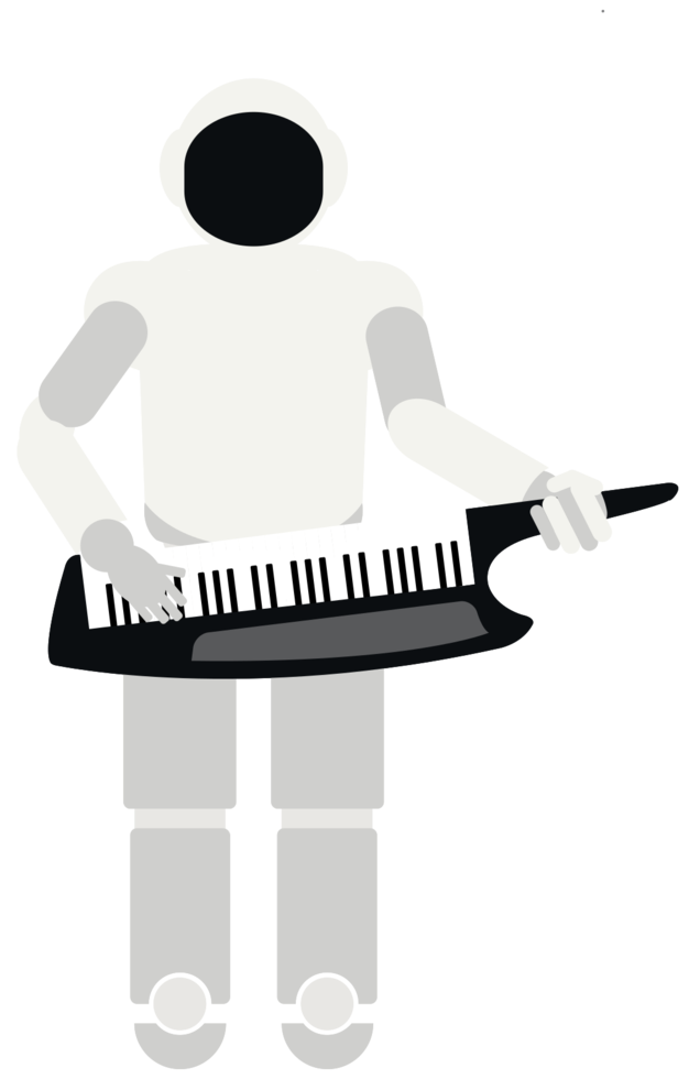 Robot playing music keyboard png