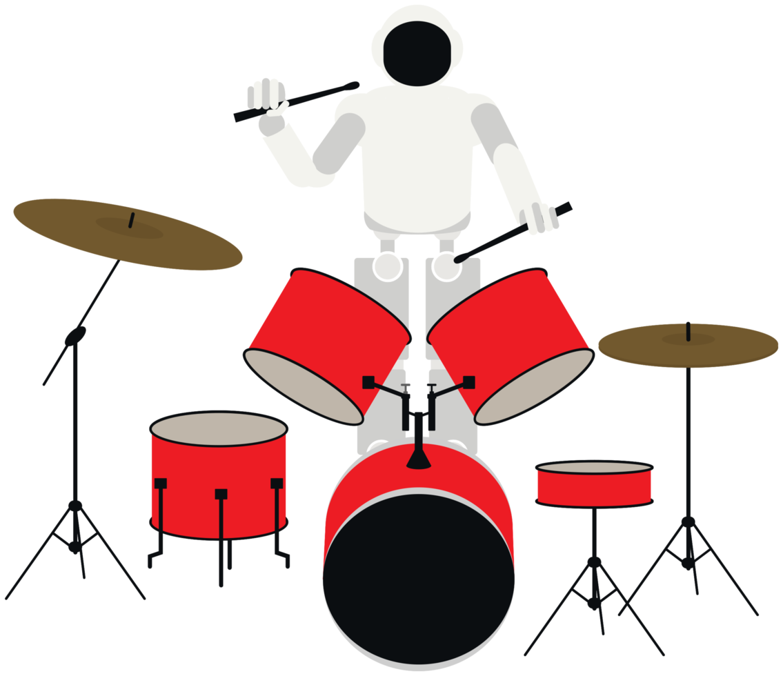 Robot playing music drum png