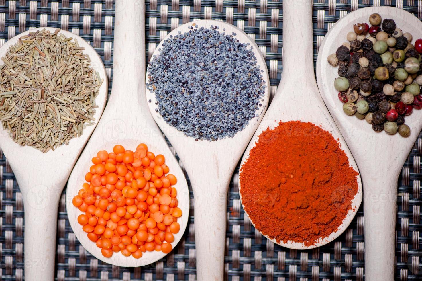 Collection of spices for healthy cooking photo