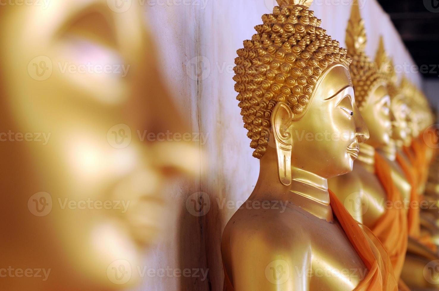 Group Of Golden Buddha Statue Wat Phutthaisawan Thailand Stock Photo