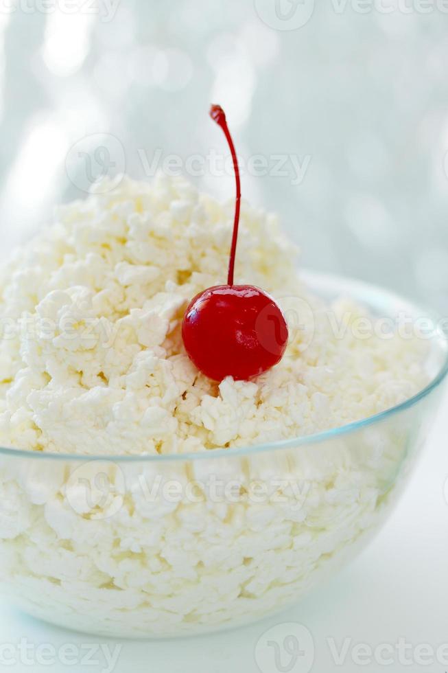 Cottage cheese with cherry photo
