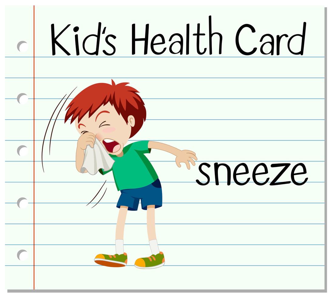 Flashcard with word sneeze vector